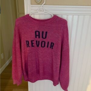 Sundry Pink 'Au Revoir' Crew Neck Sweater